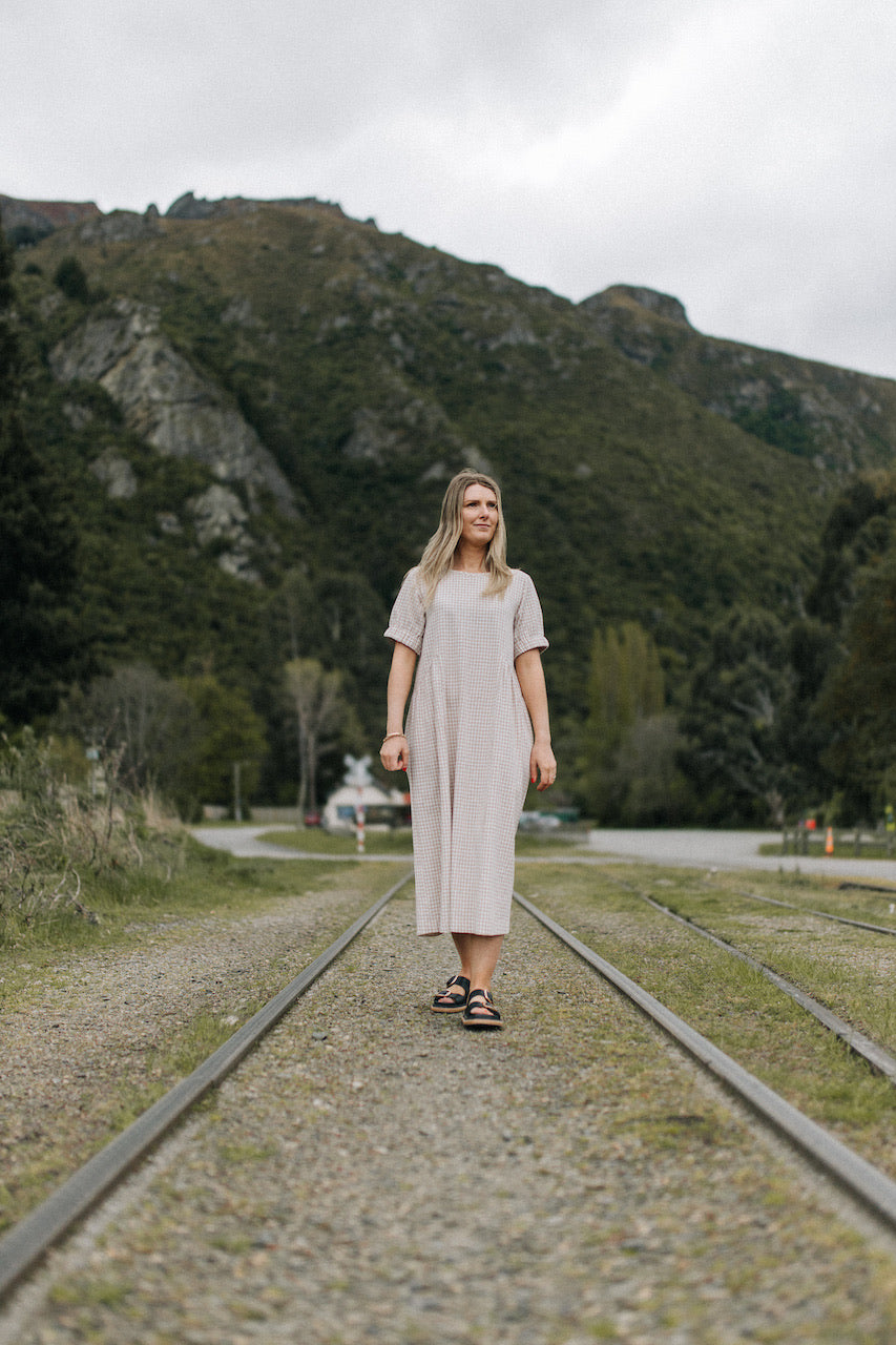 Steph dress - natural gingham