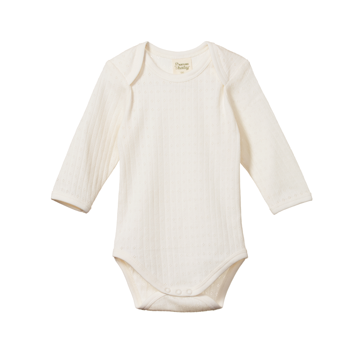 Pointelle long sleeve bodysuit -NATURAL