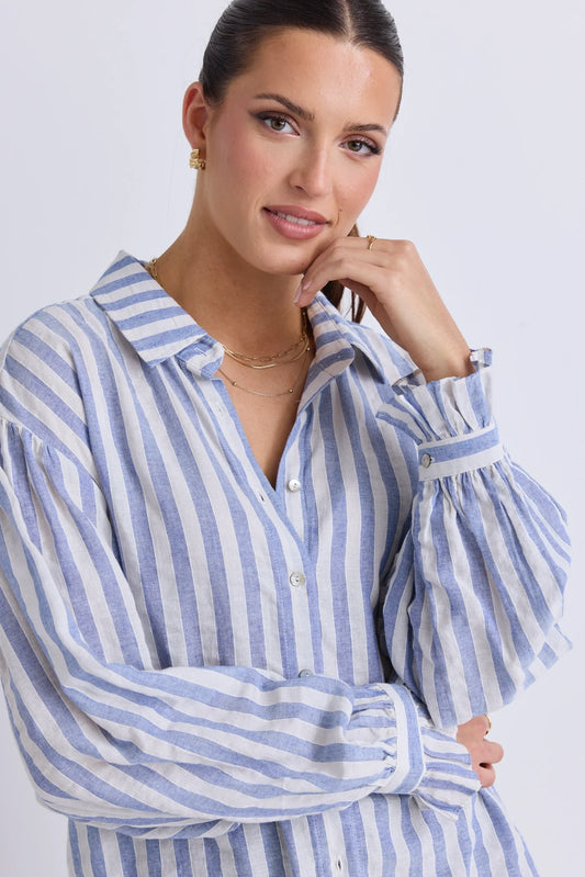 Connection - Blue Stripe Drop Shoulder Shirt