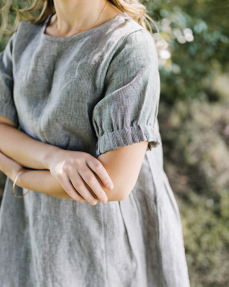 Steph dress - Black thin stripe