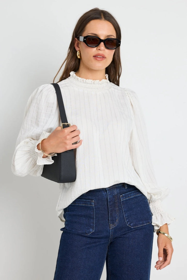 Emphatic Ivory Stripe High Neck Top