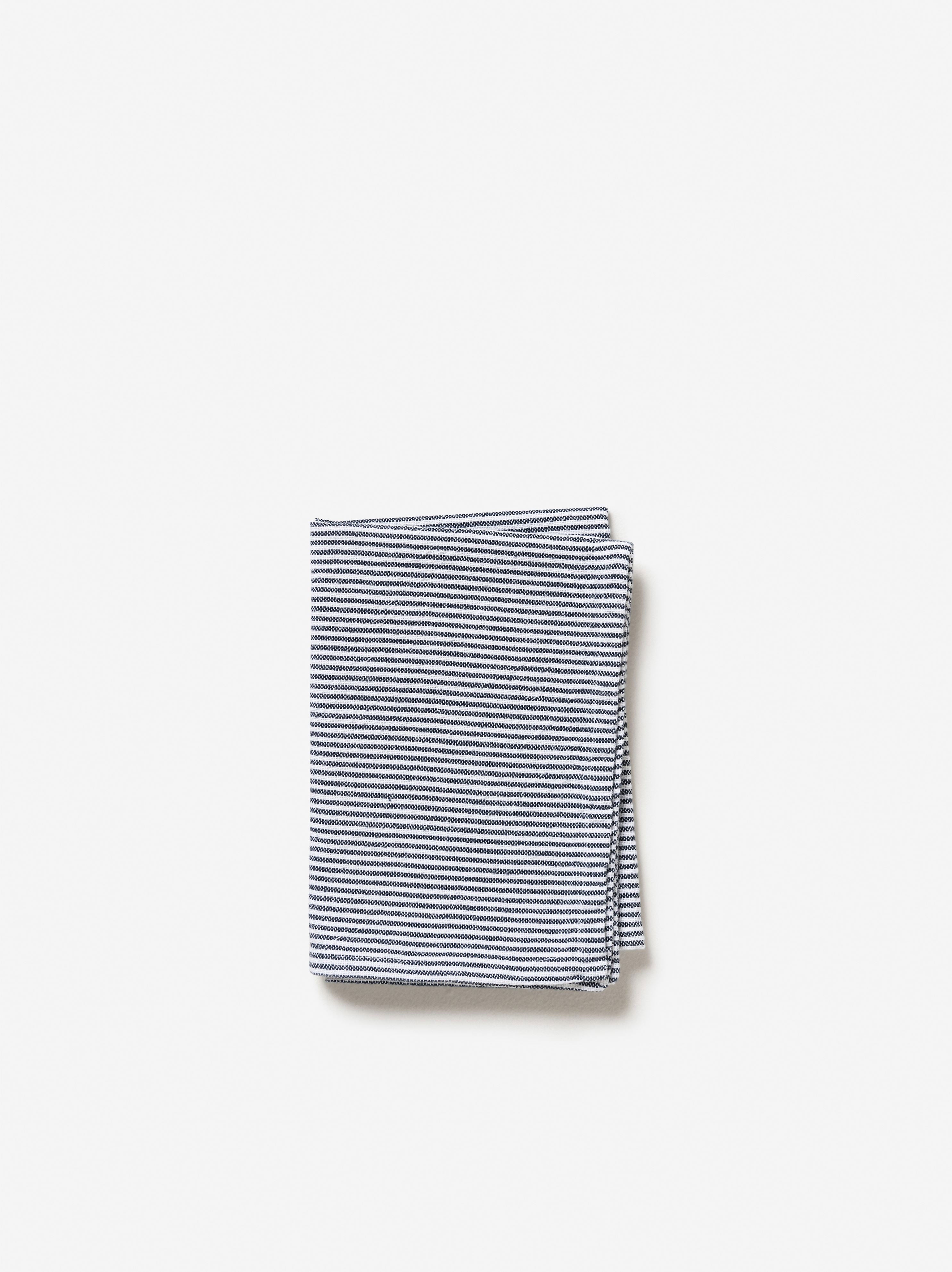 Stripe Washed Cotton Tea Towel - Navy