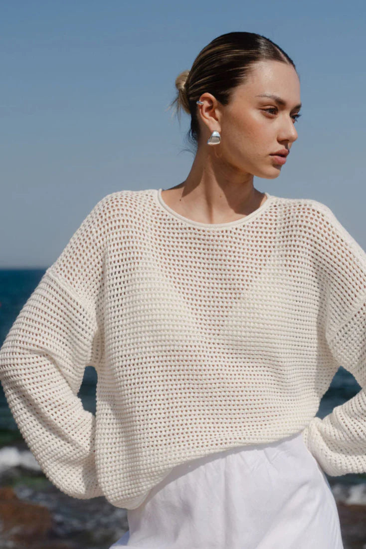 Dawn Ivory Crochet Knit Jumper