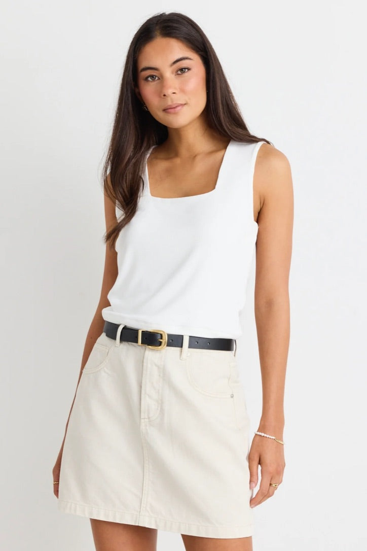 Ivory denim fashion skirt