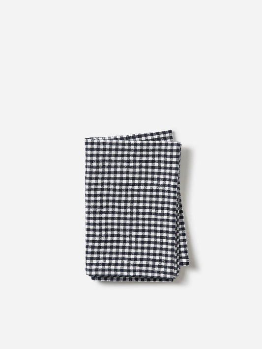 Gingham Washed Cotton Tea Towel - Navy