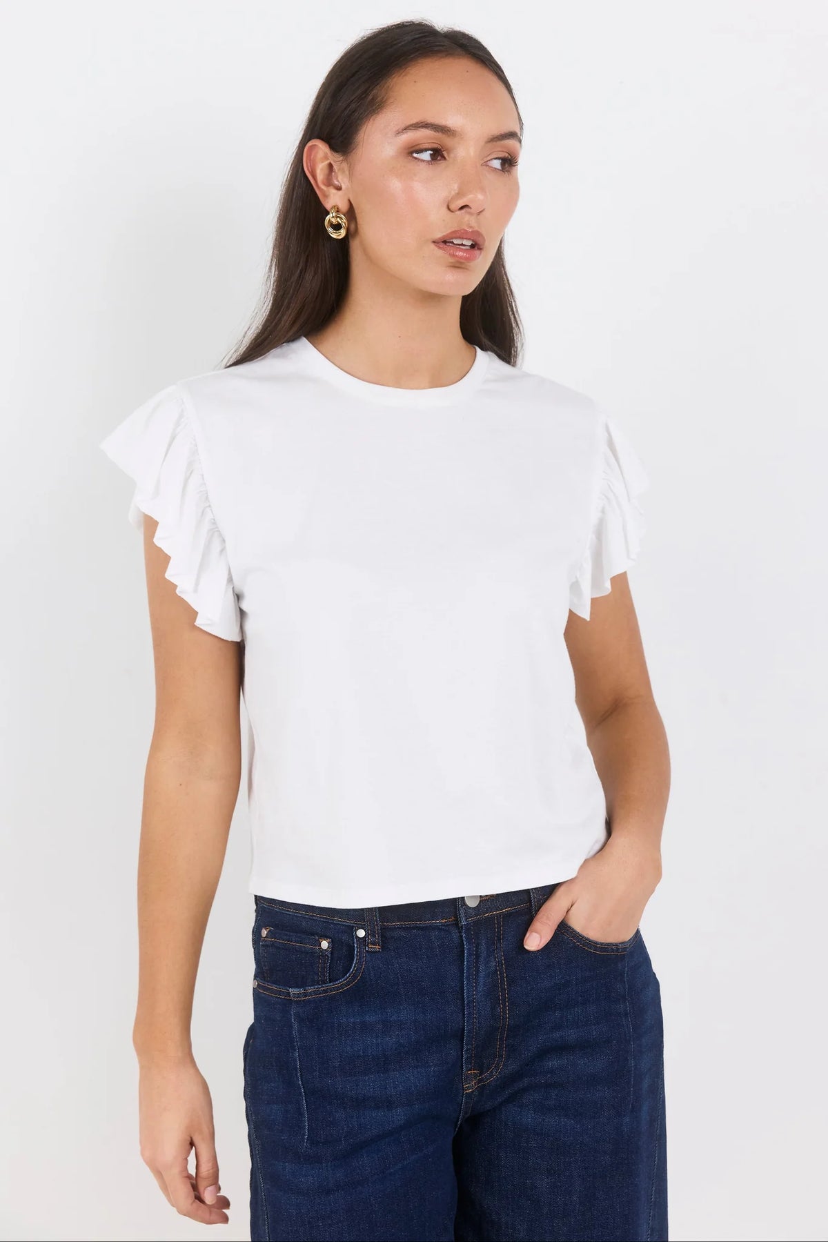 Hover Ivory Flutter Sleeve Tee