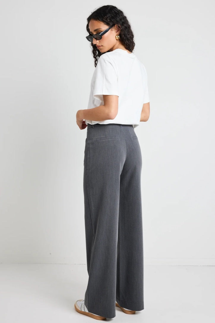 Zoey Charcoal Tailored High Rise Wide Leg Pocket Pants