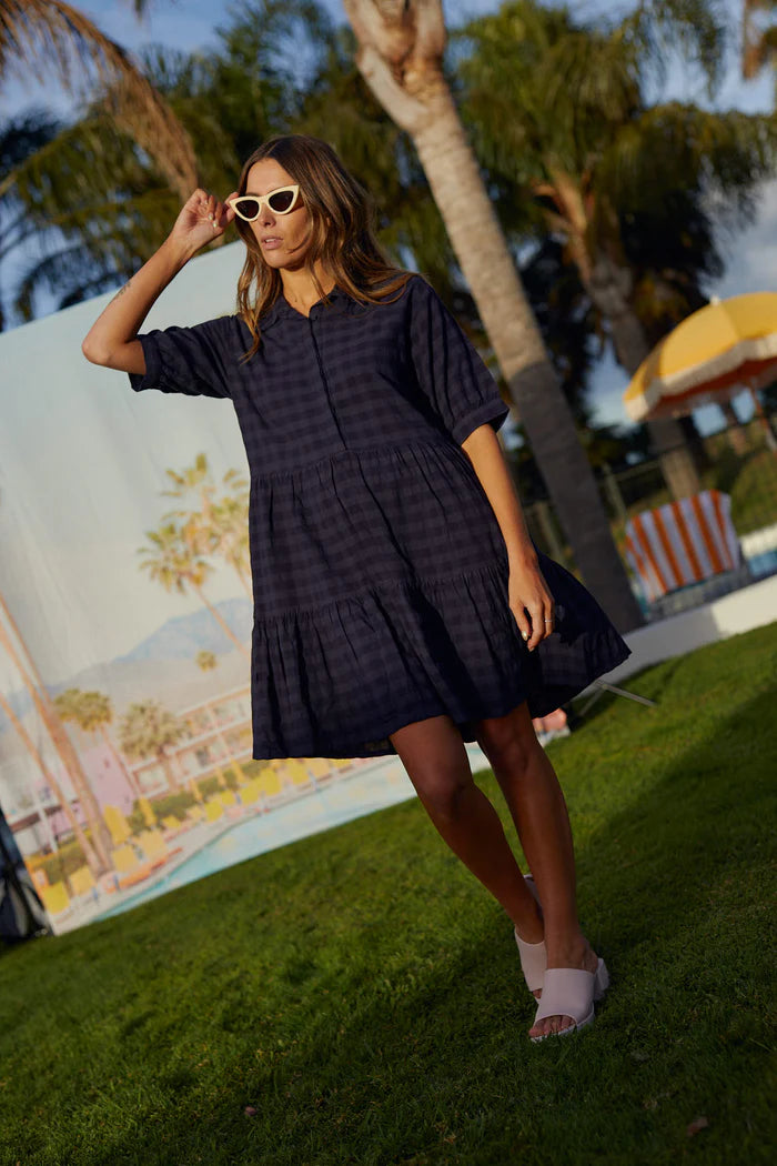 Nova Dress - Navy Check