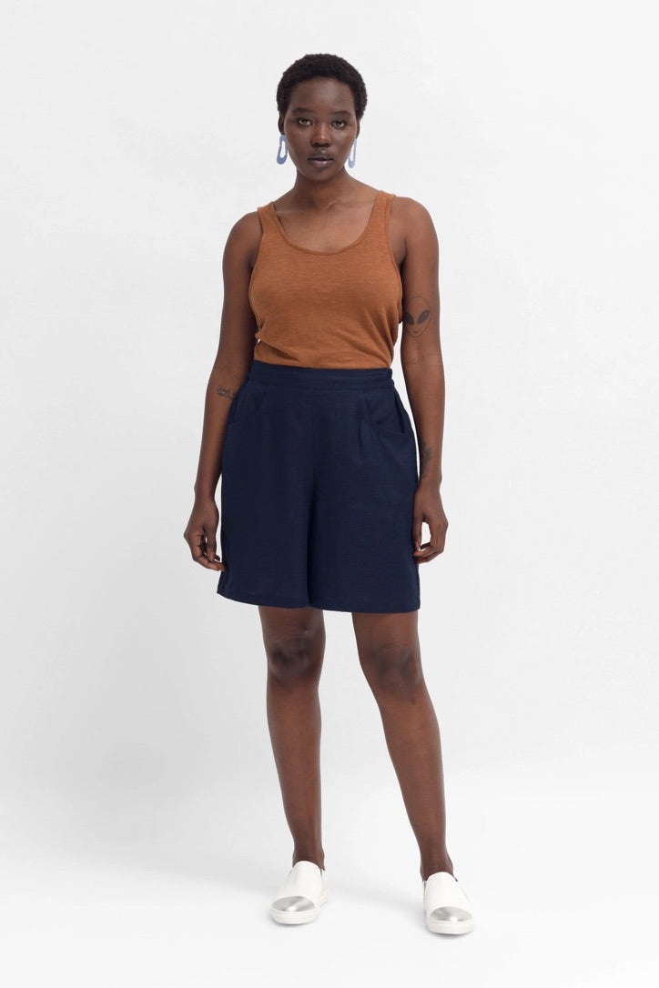 STROM LINEN SHORT - Steel Blue