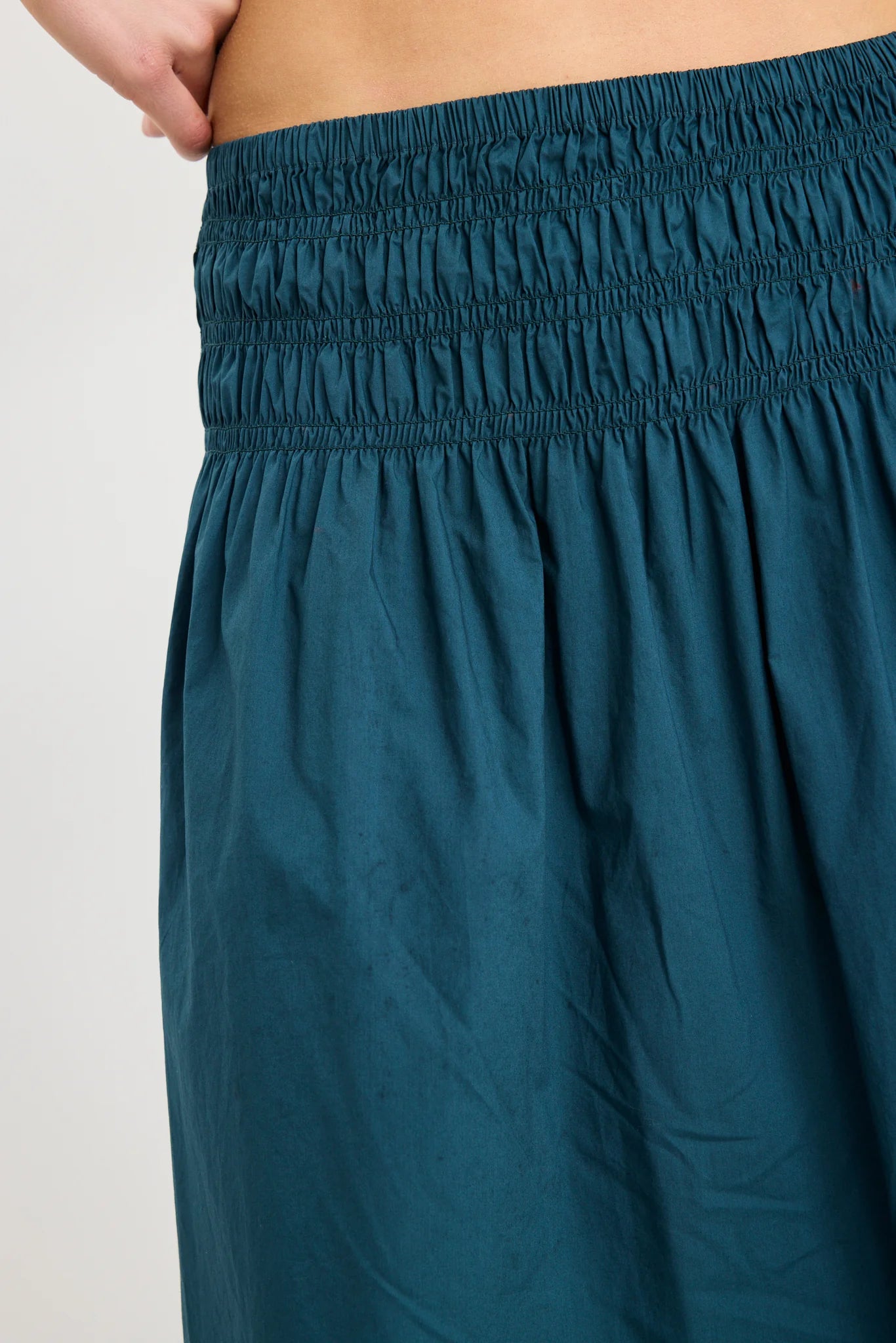 Entourage Petrol Cotton Shirred Waist Maxi Skirt - Petrol