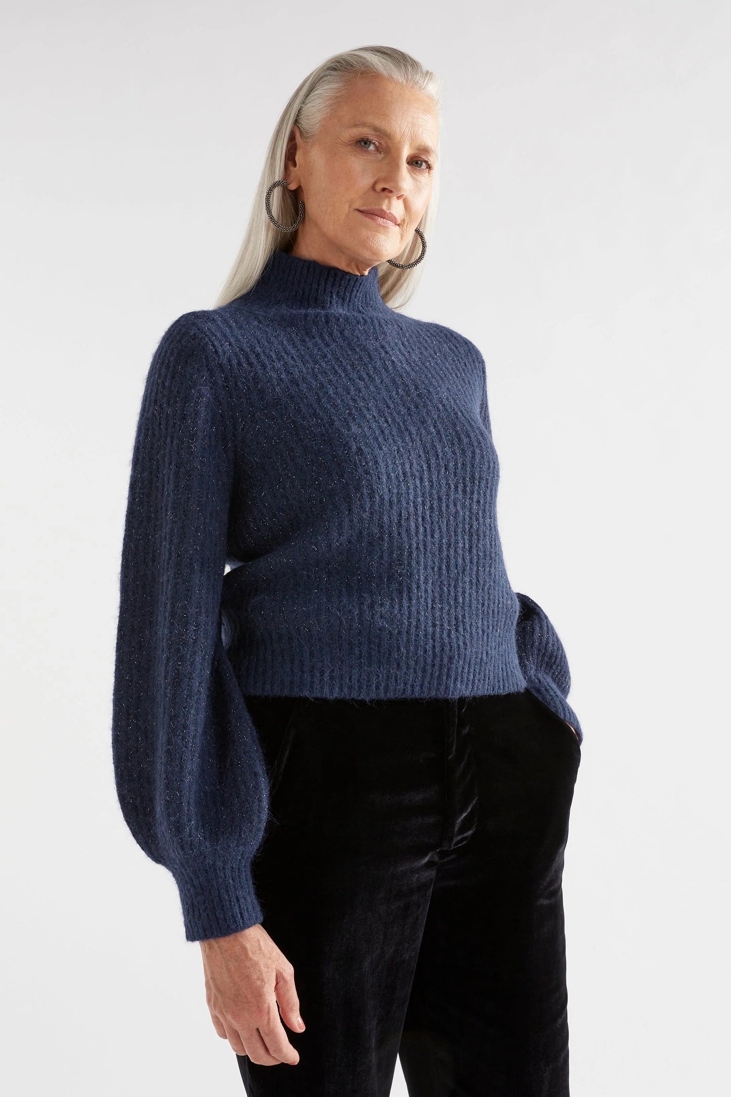 KAANTO METALLIC SWEATER - NAVY