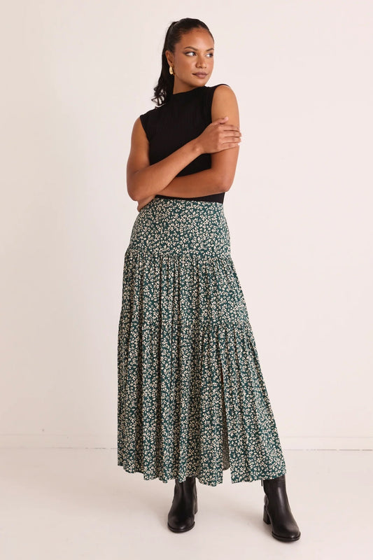 Playful Forest Ditsy Elastic Back Tiered Maxi Skirt