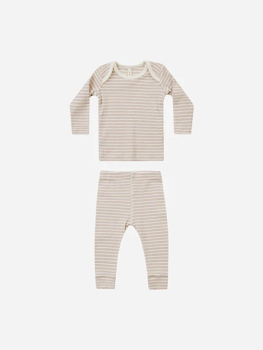 Ribbed Tee + Legging set - Oat stripe