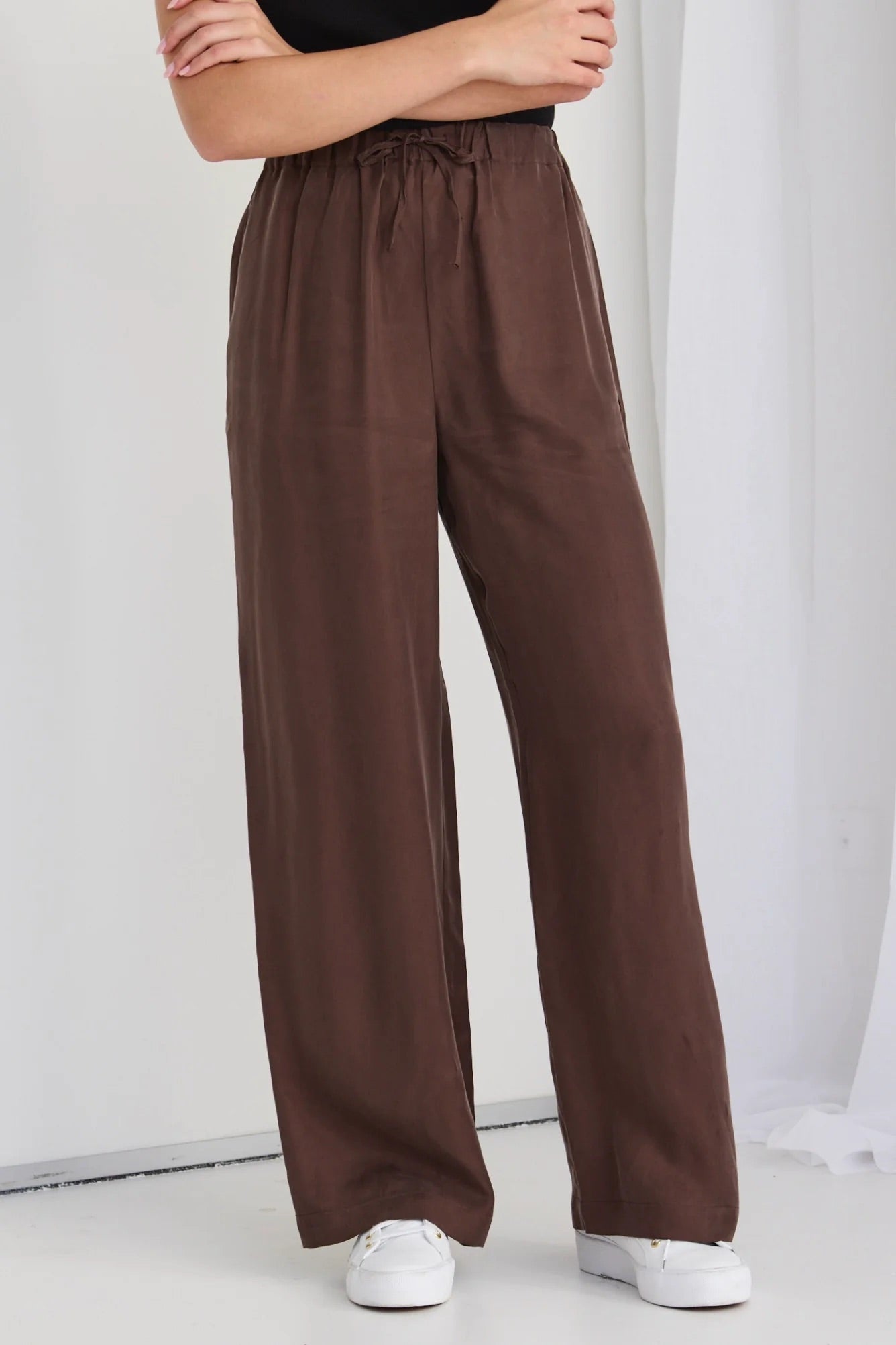 Riverside Cocoa Luxury Blend Pull On Wideleg Pants