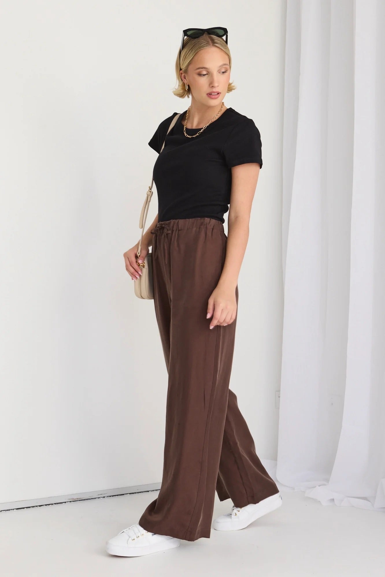 Riverside Cocoa Luxury Blend Pull On Wideleg Pants