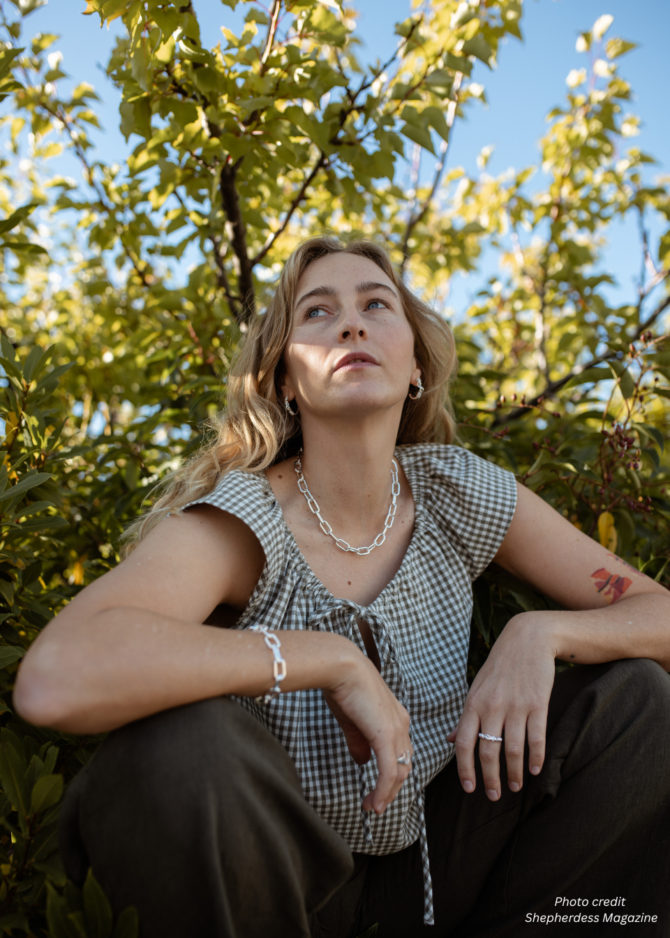 Karli top - Sage Gingham