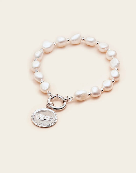 High Country Pearl Bracelet W&P Charm - Stirling silver