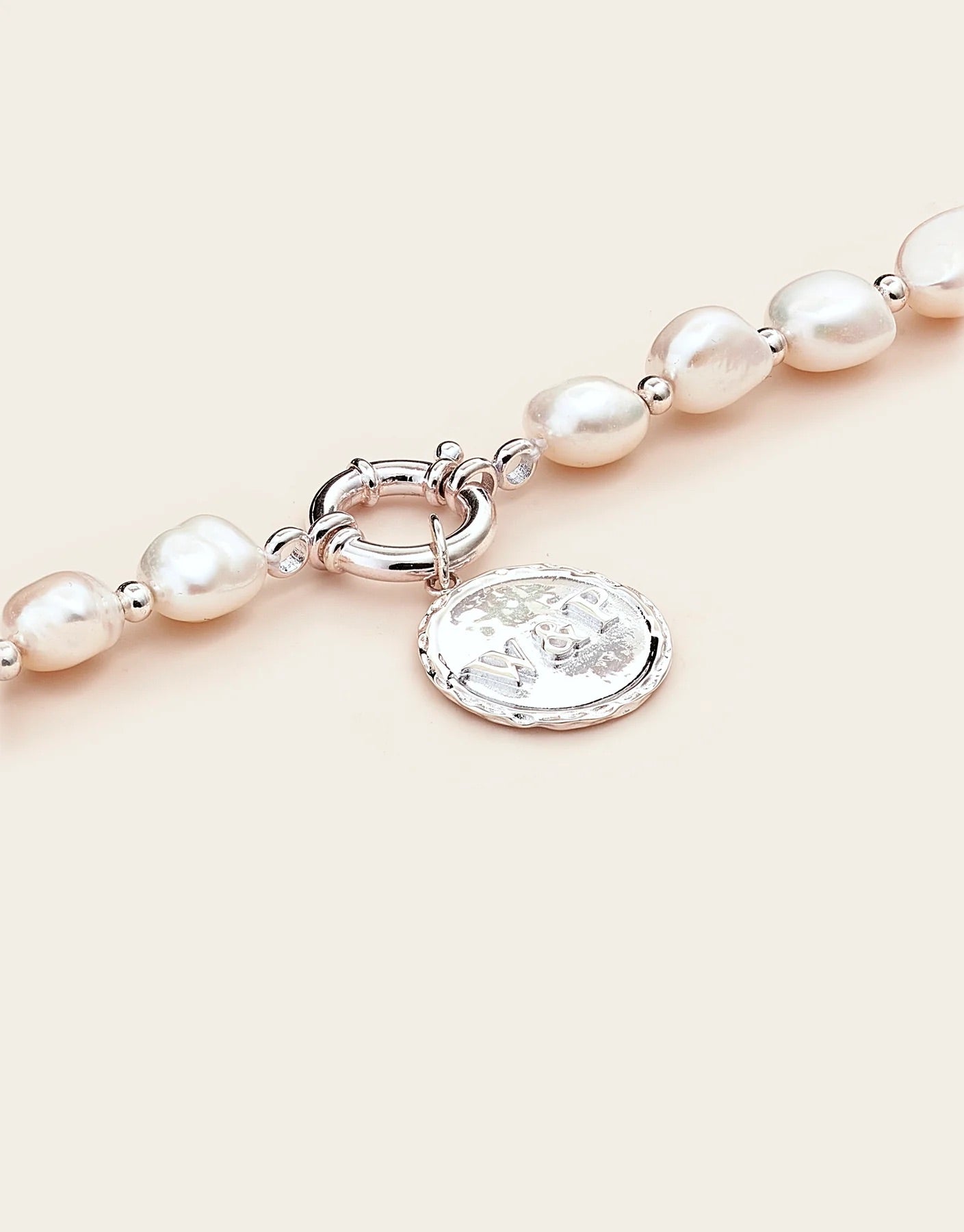 High Country Pearl Bracelet W&P Charm - Stirling silver