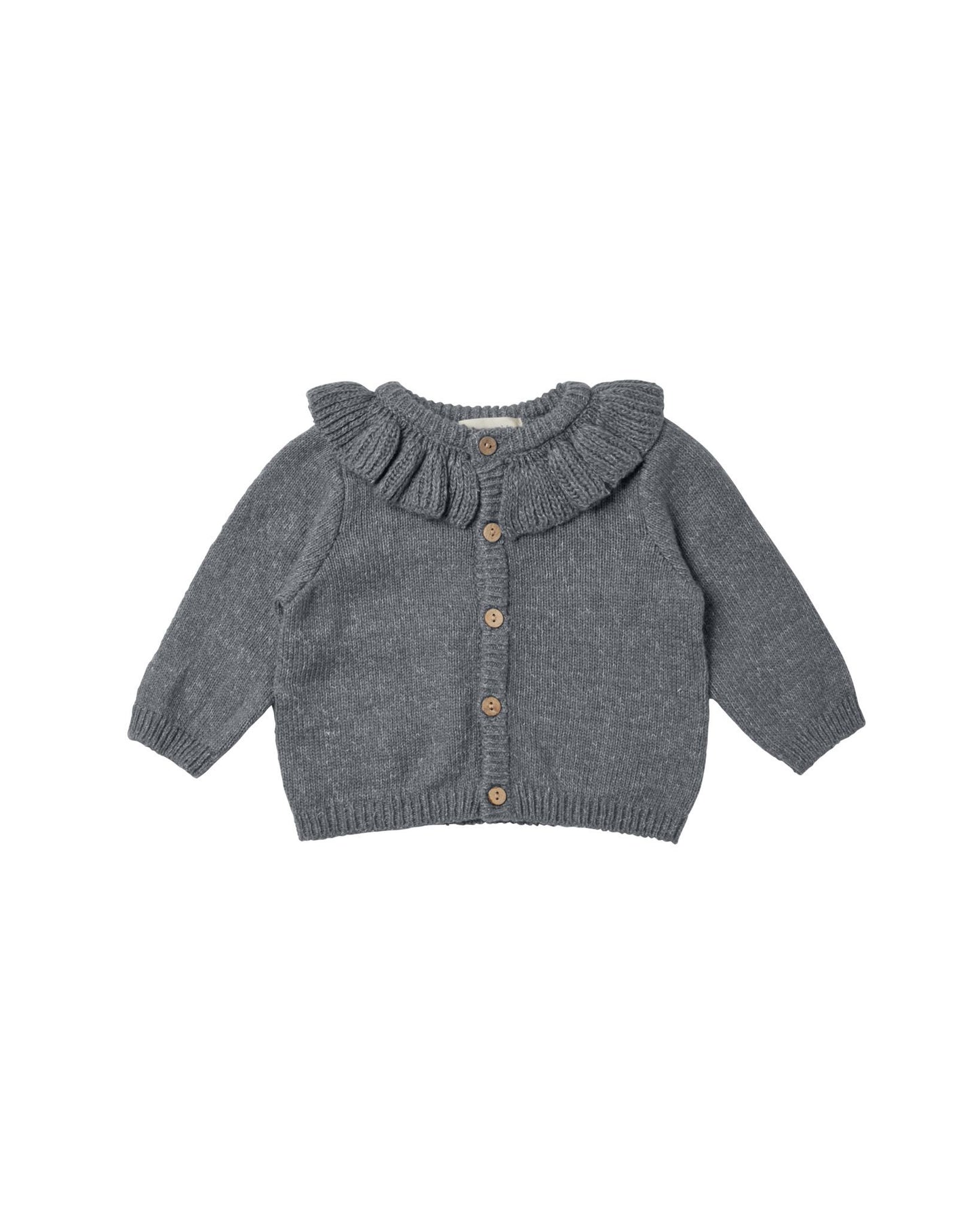 Ruffle Collar cardigan - Charcoal heather