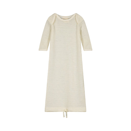 Merino essential pointelle sleeping gown - Natural