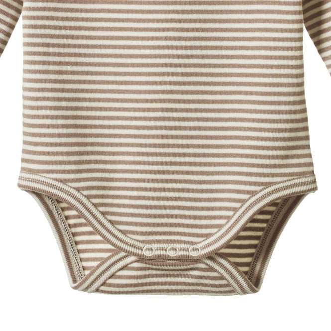 Cotton long sleeve bodysuit - Sparrow stripe