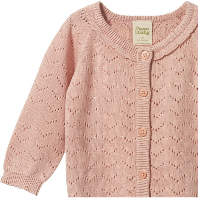Piper cardigan in Rose bud Pointelle