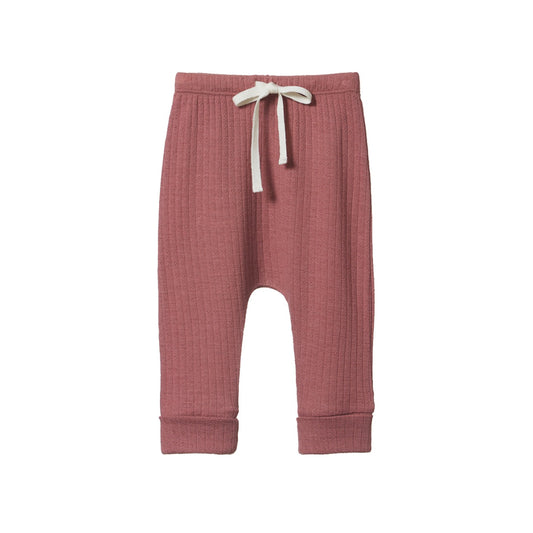 Merino pointelle drawstring pants - WOODLAND ROSE