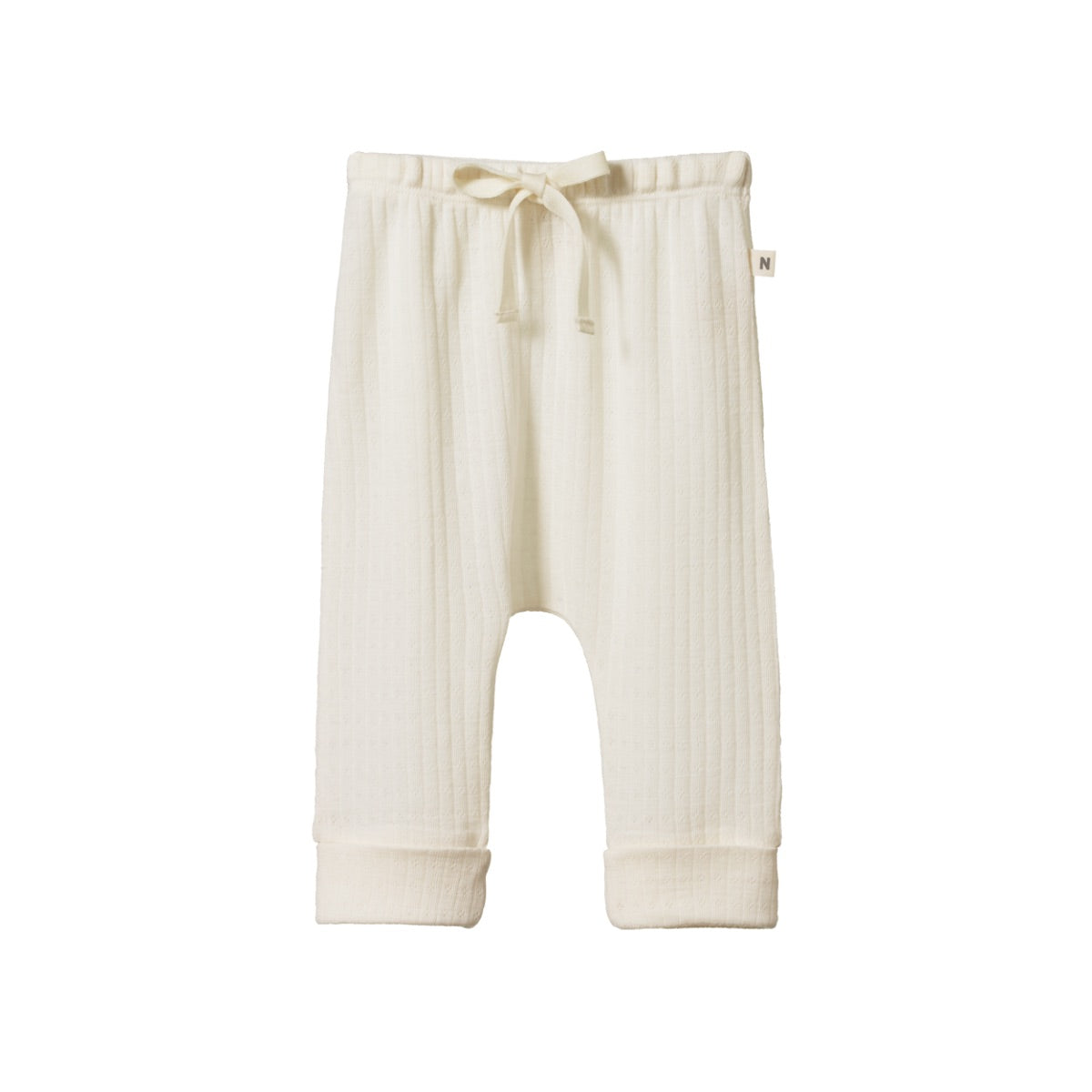Merino Pointelle Drawstring Pants - Natural