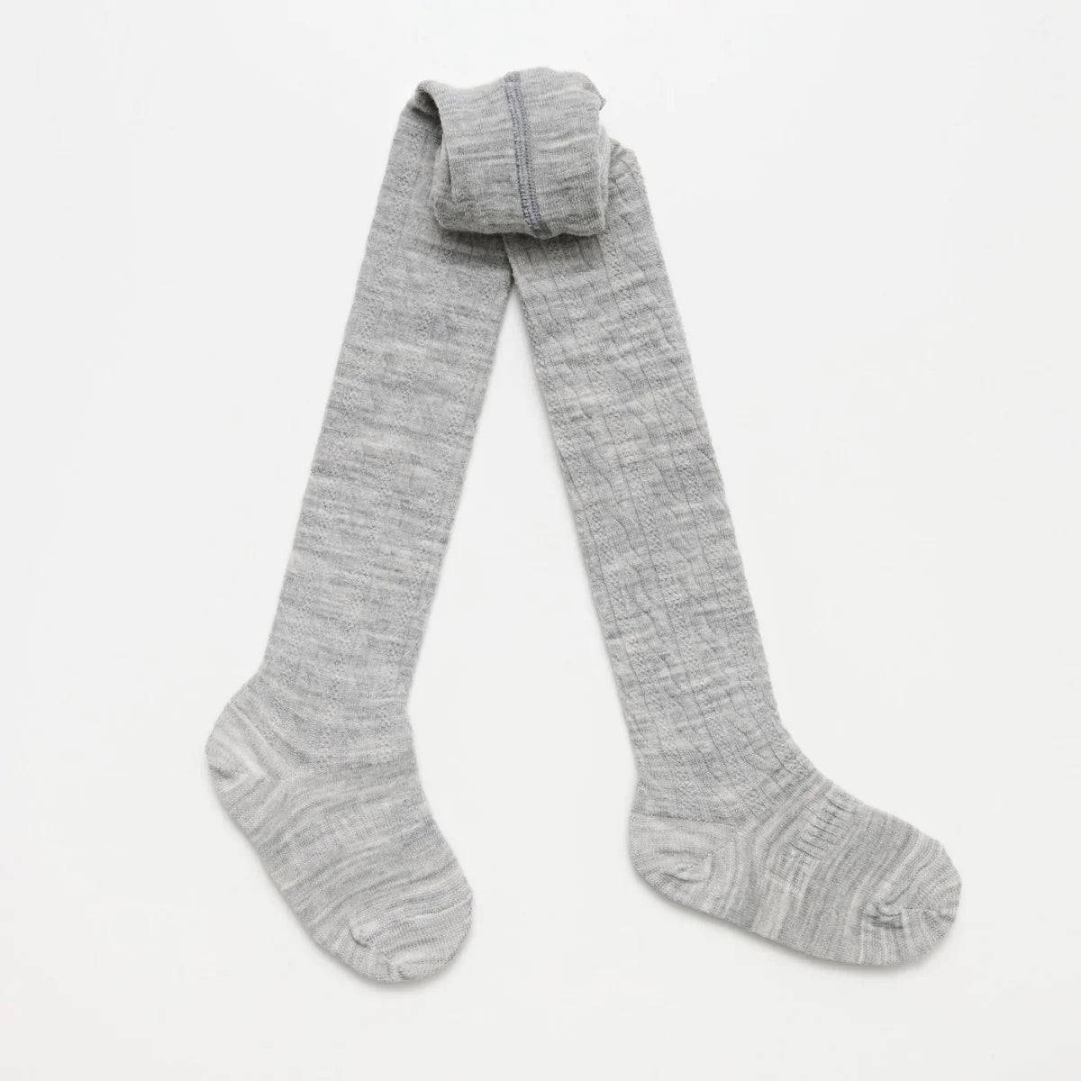 Merino Wool Cable Tights | Light Grey Marle |Baby/Child