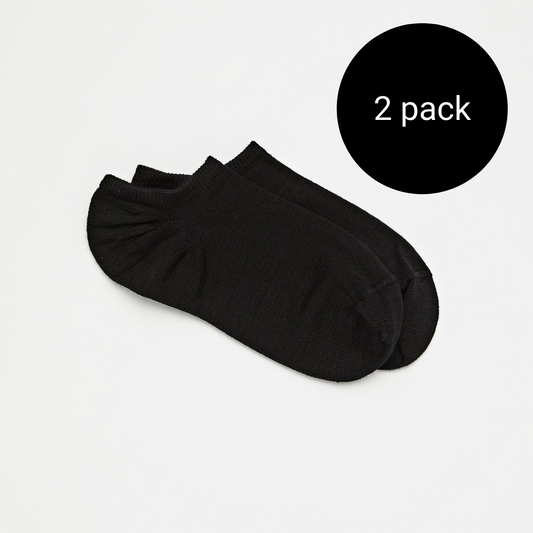 Merino Wool Sneaker Socks | Woman | BLACK | 2 Pack