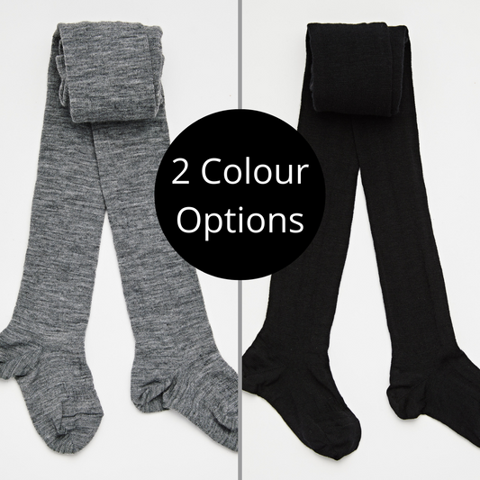 Merino Wool Flat Knit Plain Tights | Woman