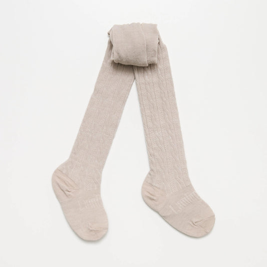 Merino Wool Cable Tights | Cream