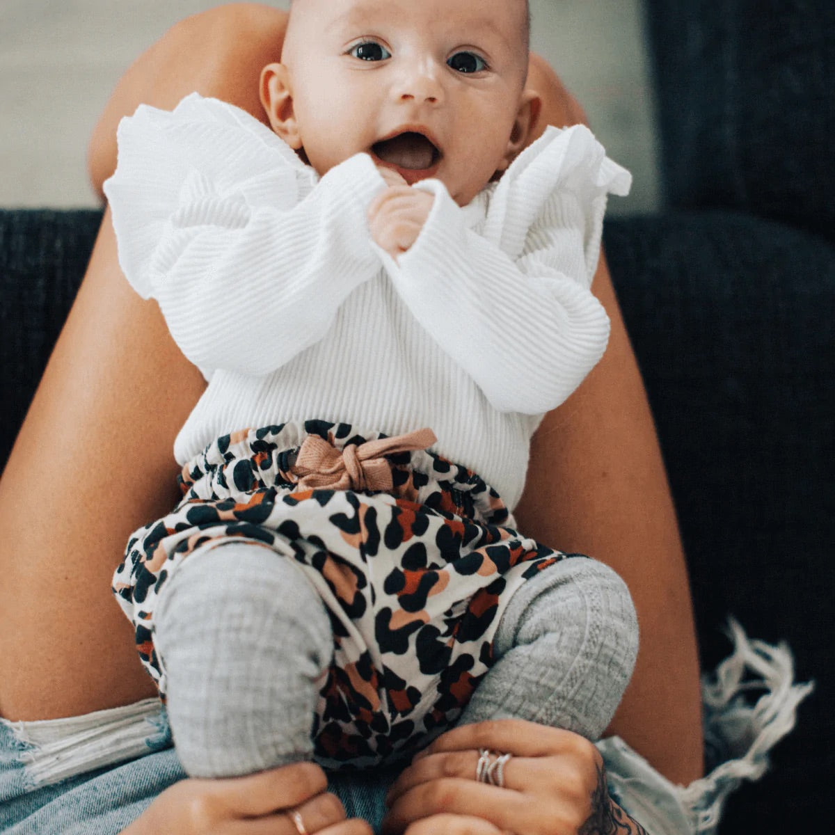 Merino Wool Cable Tights | Light Grey Marle |Baby/Child