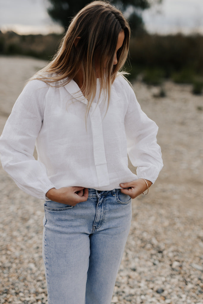 Gabby Blouse - White Linen