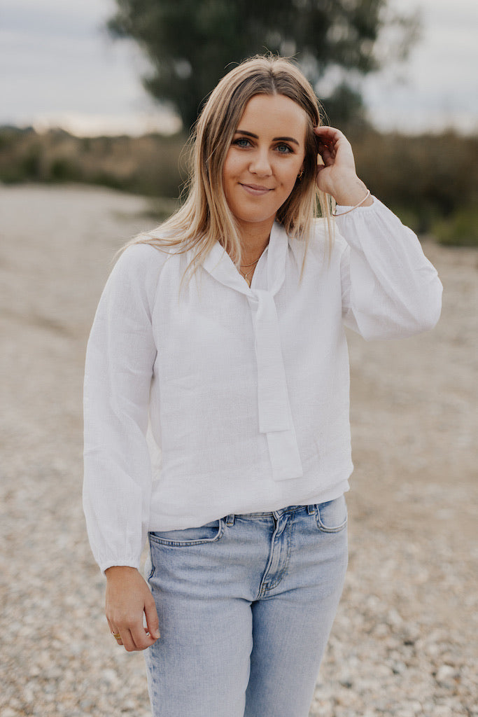 Gabby Blouse - White Linen