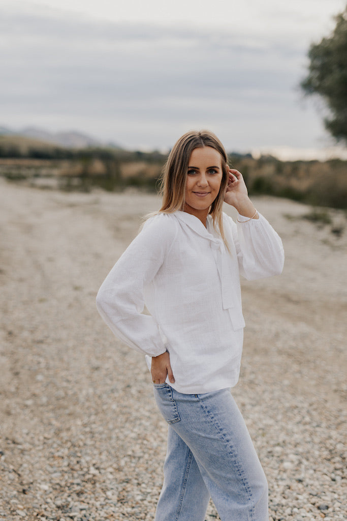 Gabby Blouse - White Linen