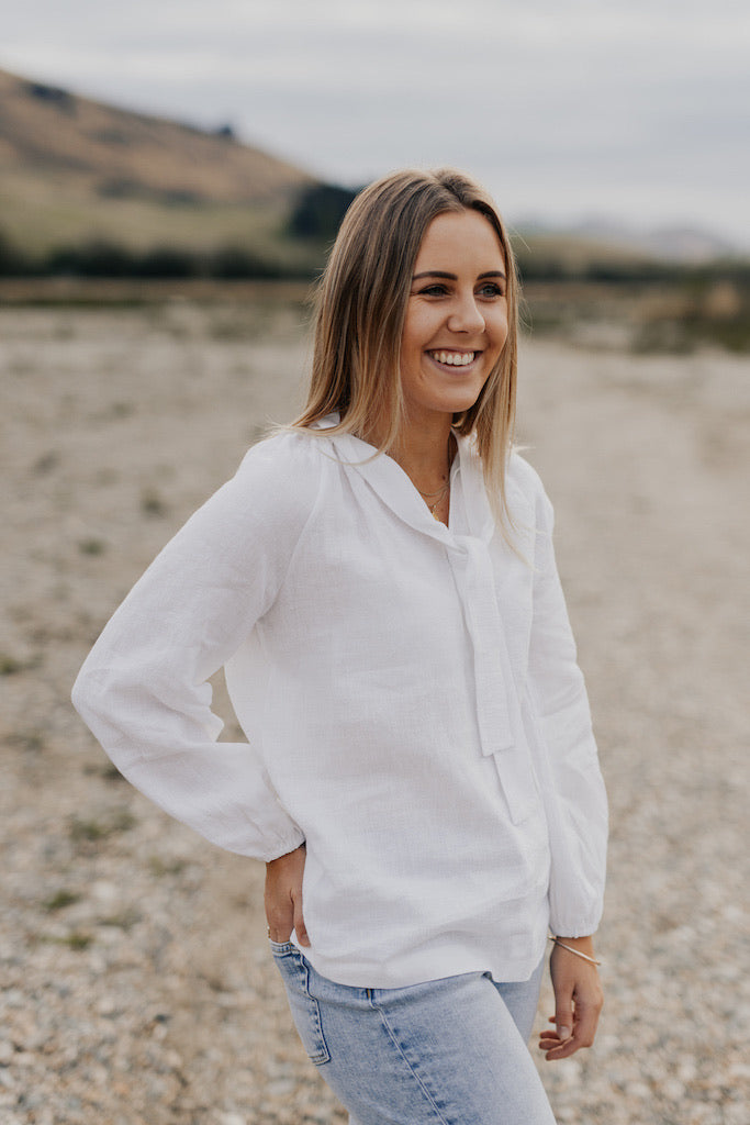 Gabby Blouse - White Linen